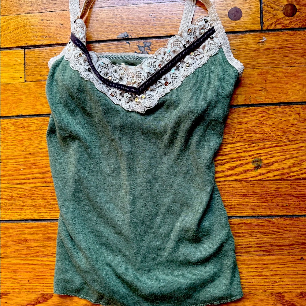 VINTAGE Hollister cotton lace tank Cami Tank Top Strappy New rare Y2K